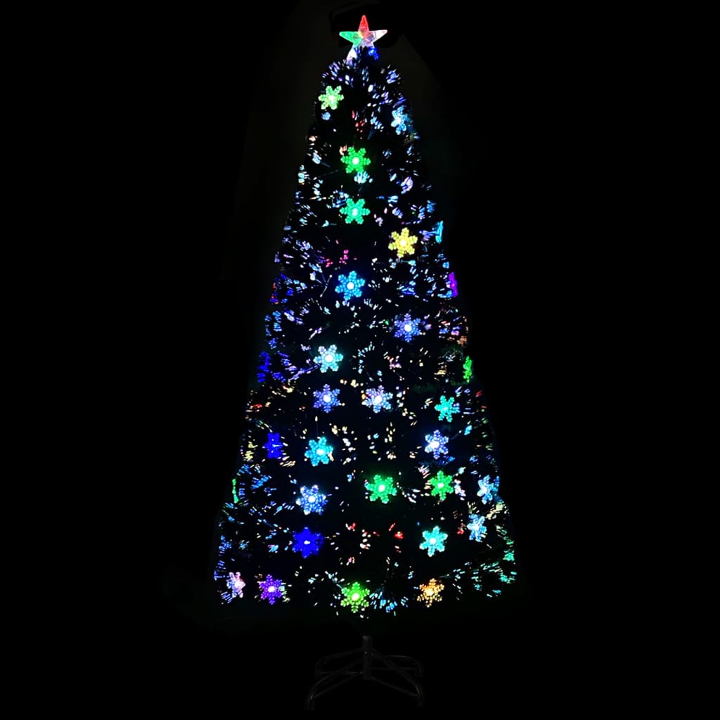 vidaXL Árbol de Navidad copos de nieve LED fibra óptica negro 150 cm