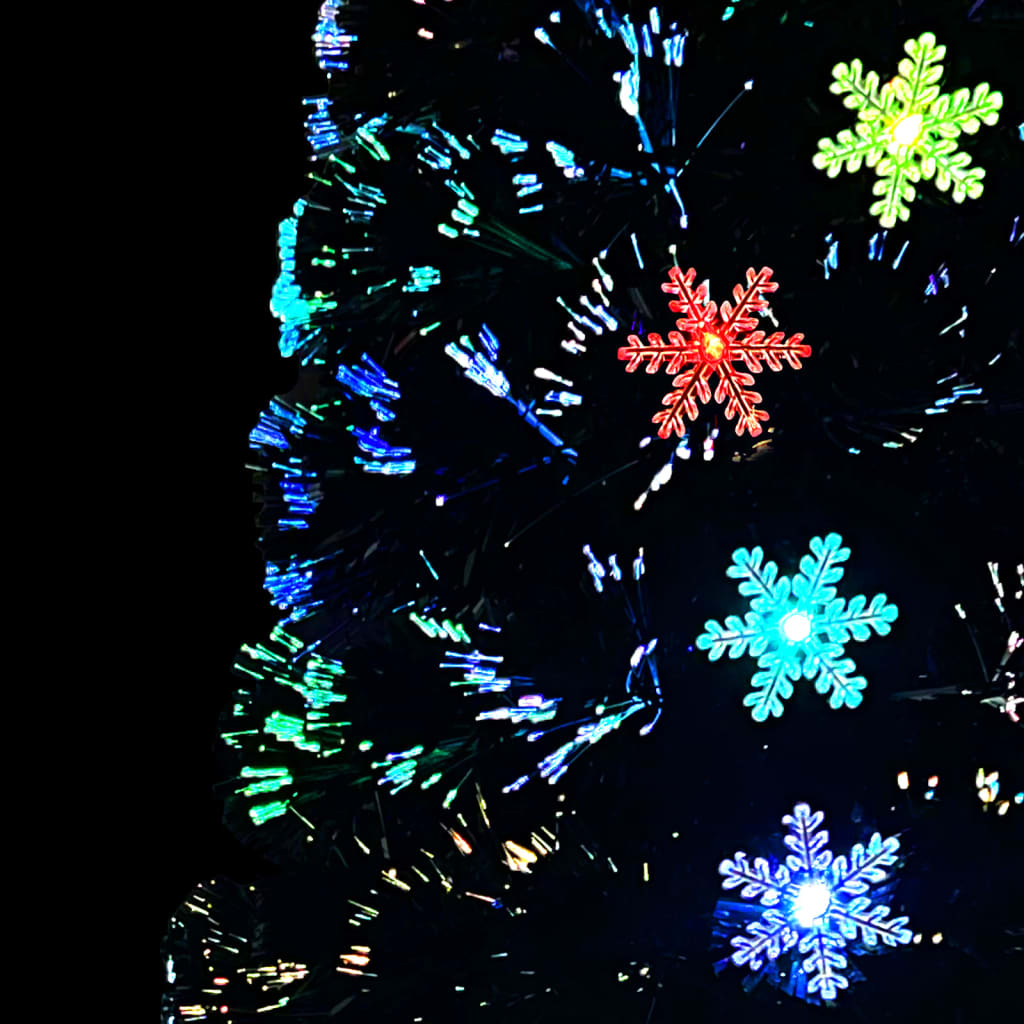 vidaXL Árbol de Navidad copos de nieve LED fibra óptica negro 150 cm