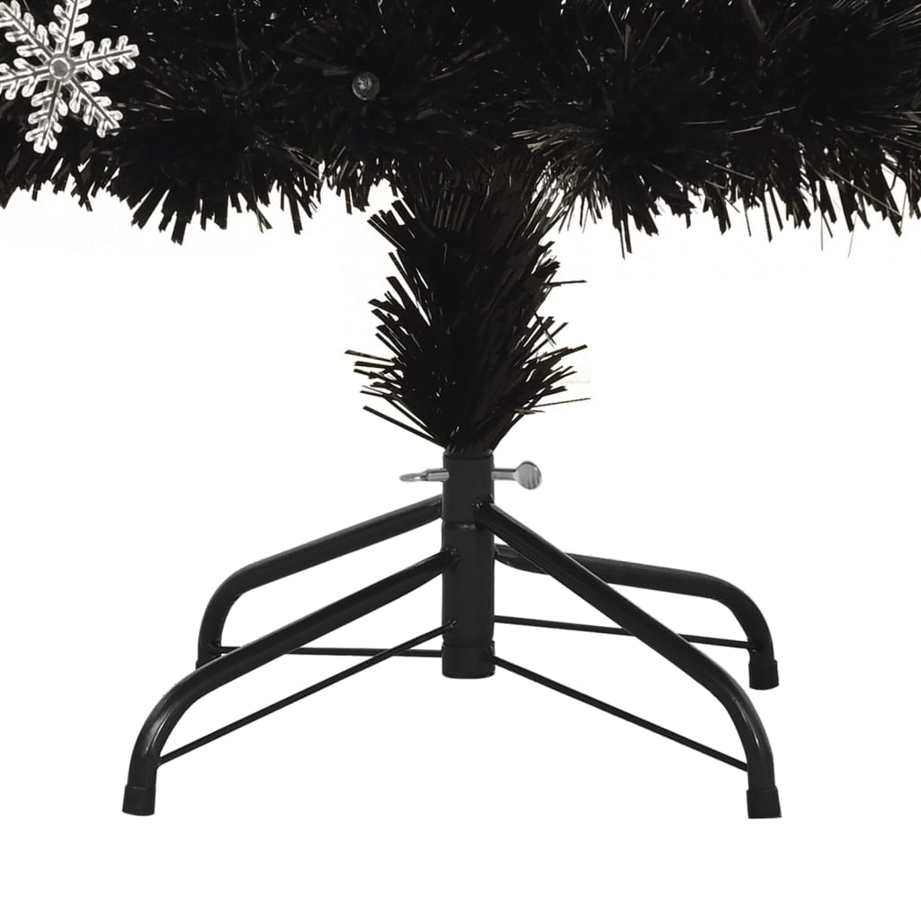 vidaXL Árbol de Navidad copos de nieve LED fibra óptica negro 150 cm