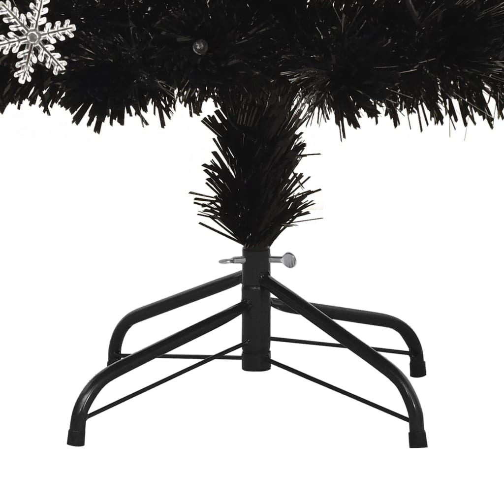 vidaXL Árbol de Navidad copos de nieve LED fibra óptica negro 180 cm