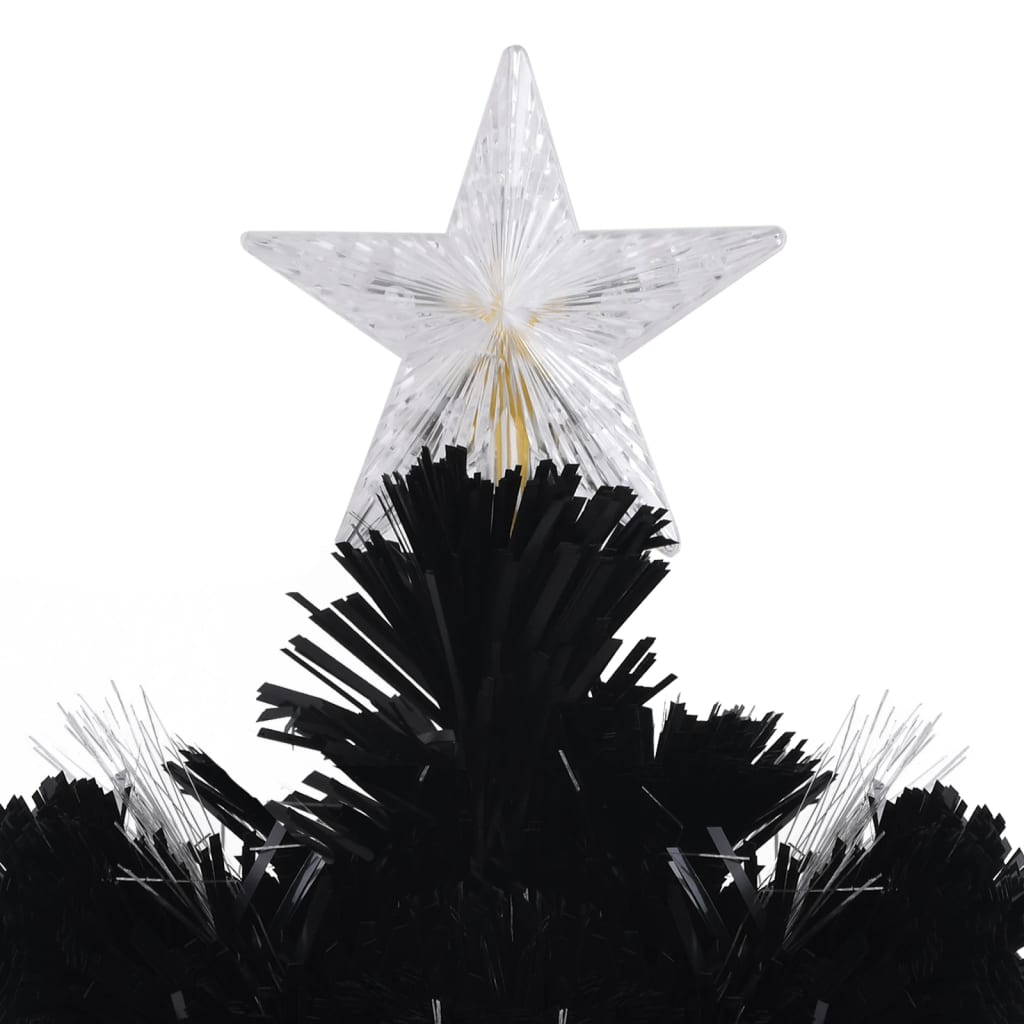 vidaXL Árbol de Navidad copos de nieve LED fibra óptica negro 210 cm