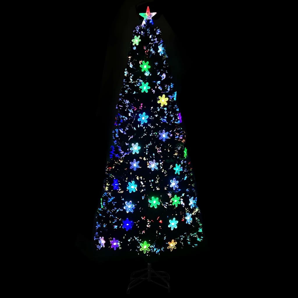 vidaXL Árbol de Navidad copos de nieve LED fibra óptica negro 240 cm