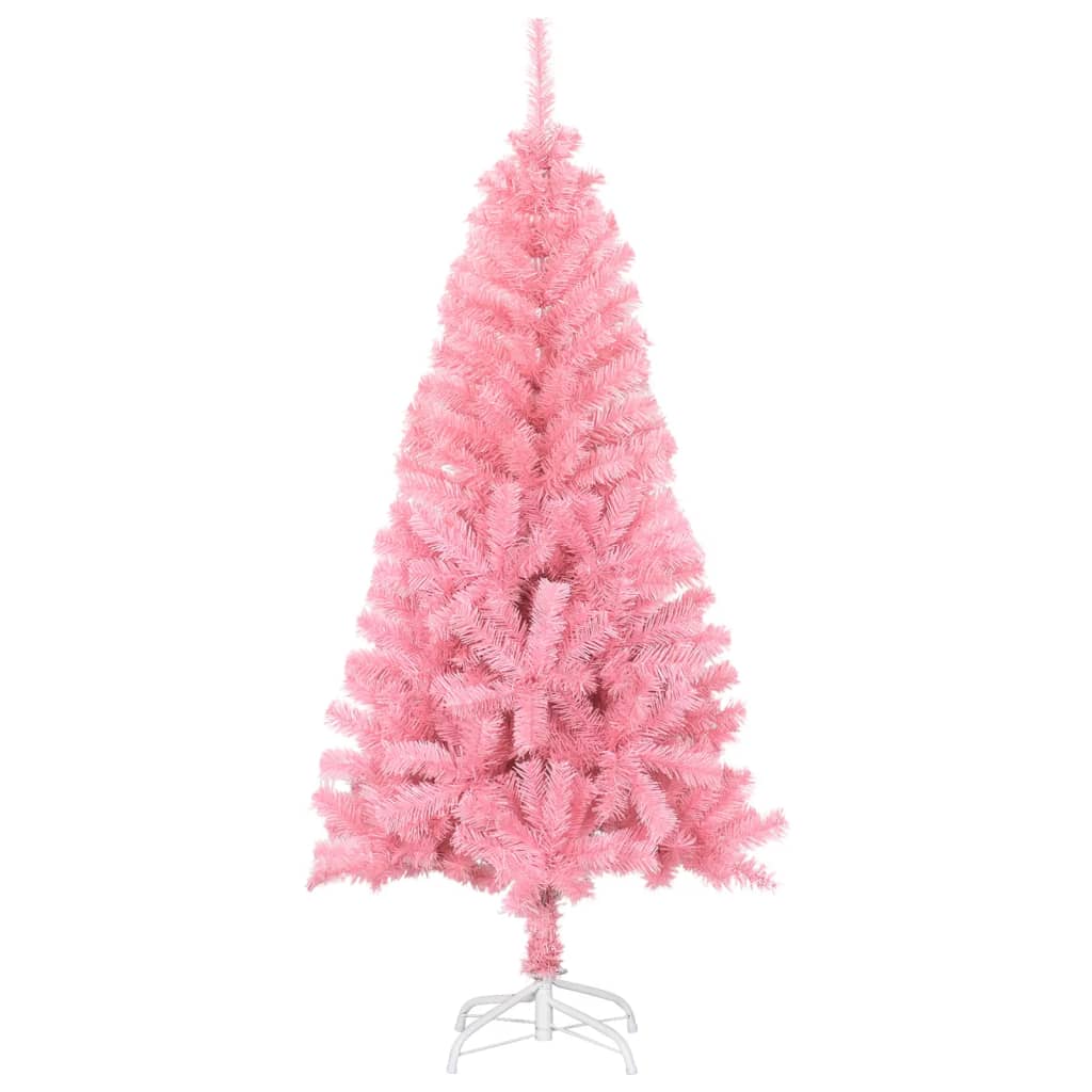 vidaXL Árbol de Navidad artificial con soporte PVC rosa 120 cm