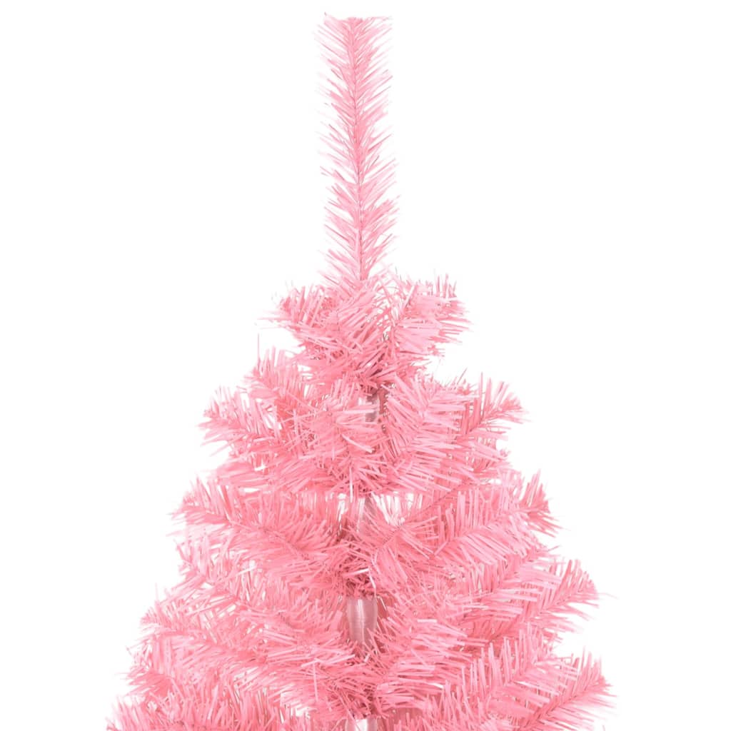 vidaXL Árbol de Navidad artificial con soporte PVC rosa 120 cm