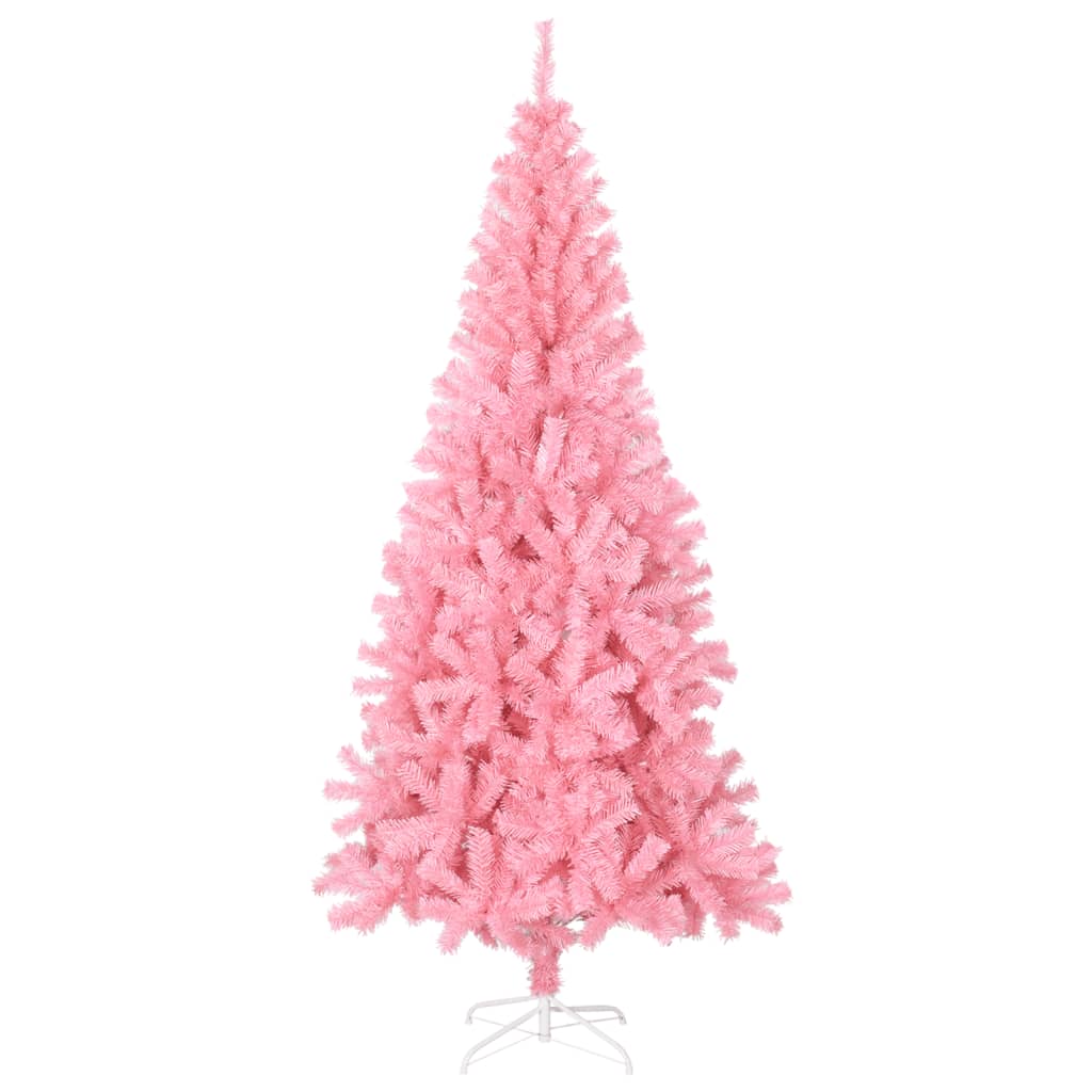 vidaXL Árbol de Navidad artificial con soporte PVC rosa 240 cm