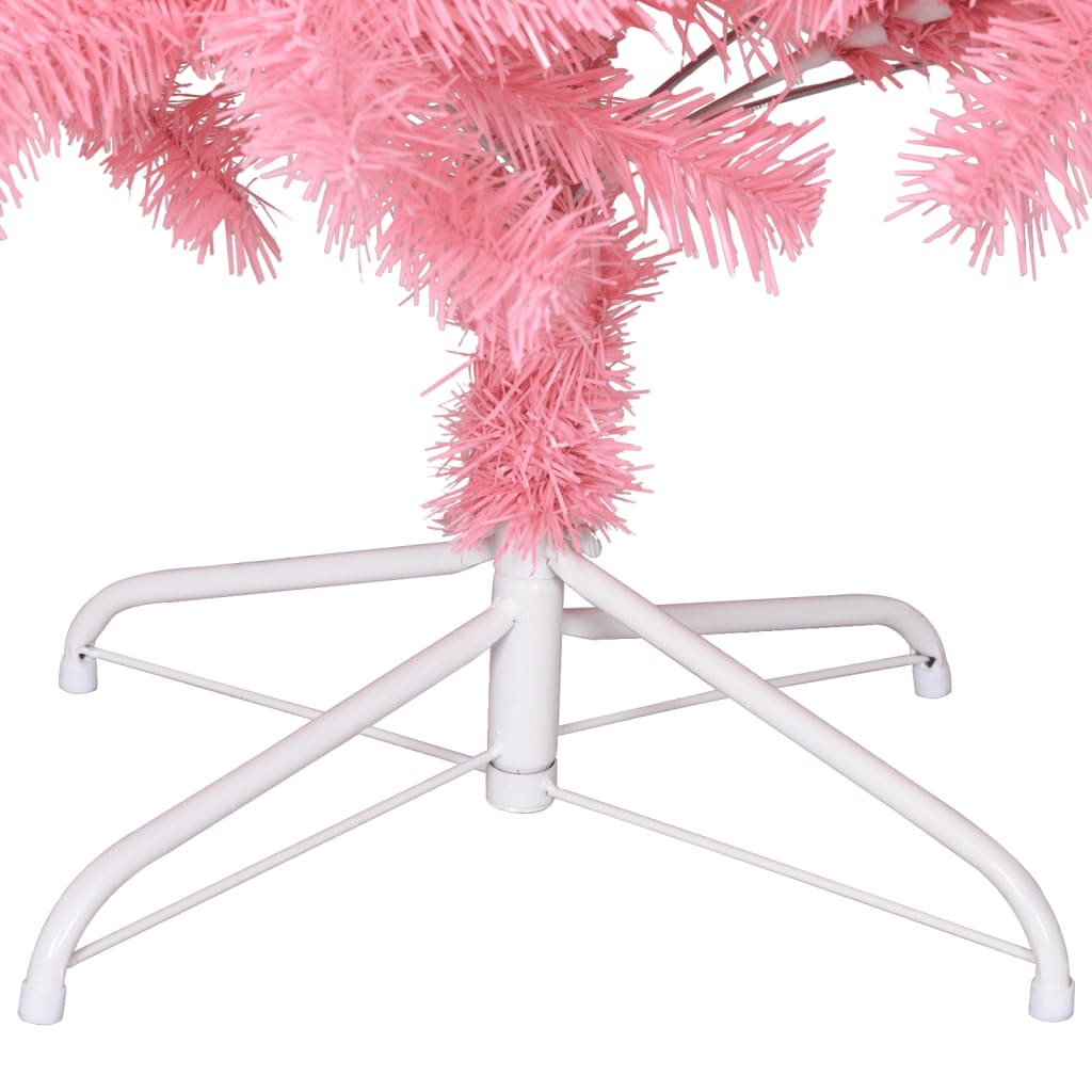 vidaXL Árbol de Navidad artificial con soporte PVC rosa 240 cm