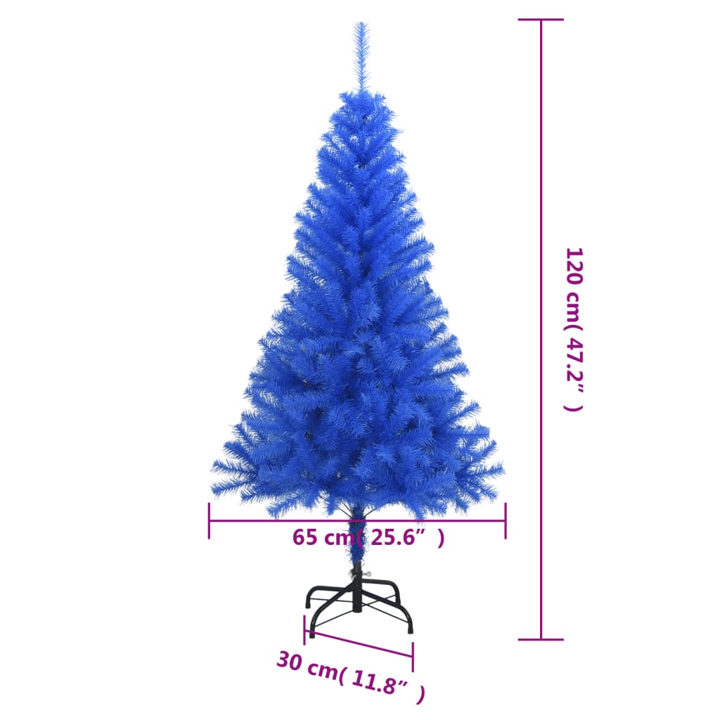 vidaXL Árbol de Navidad artificial con soporte PVC azul 120 cm