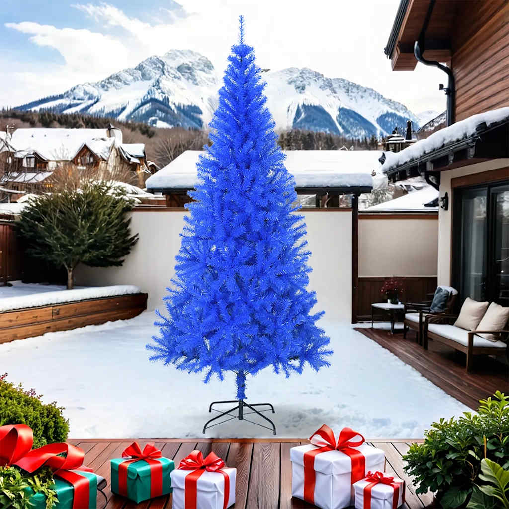 vidaXL Árbol de Navidad artificial con soporte PVC azul 240 cm