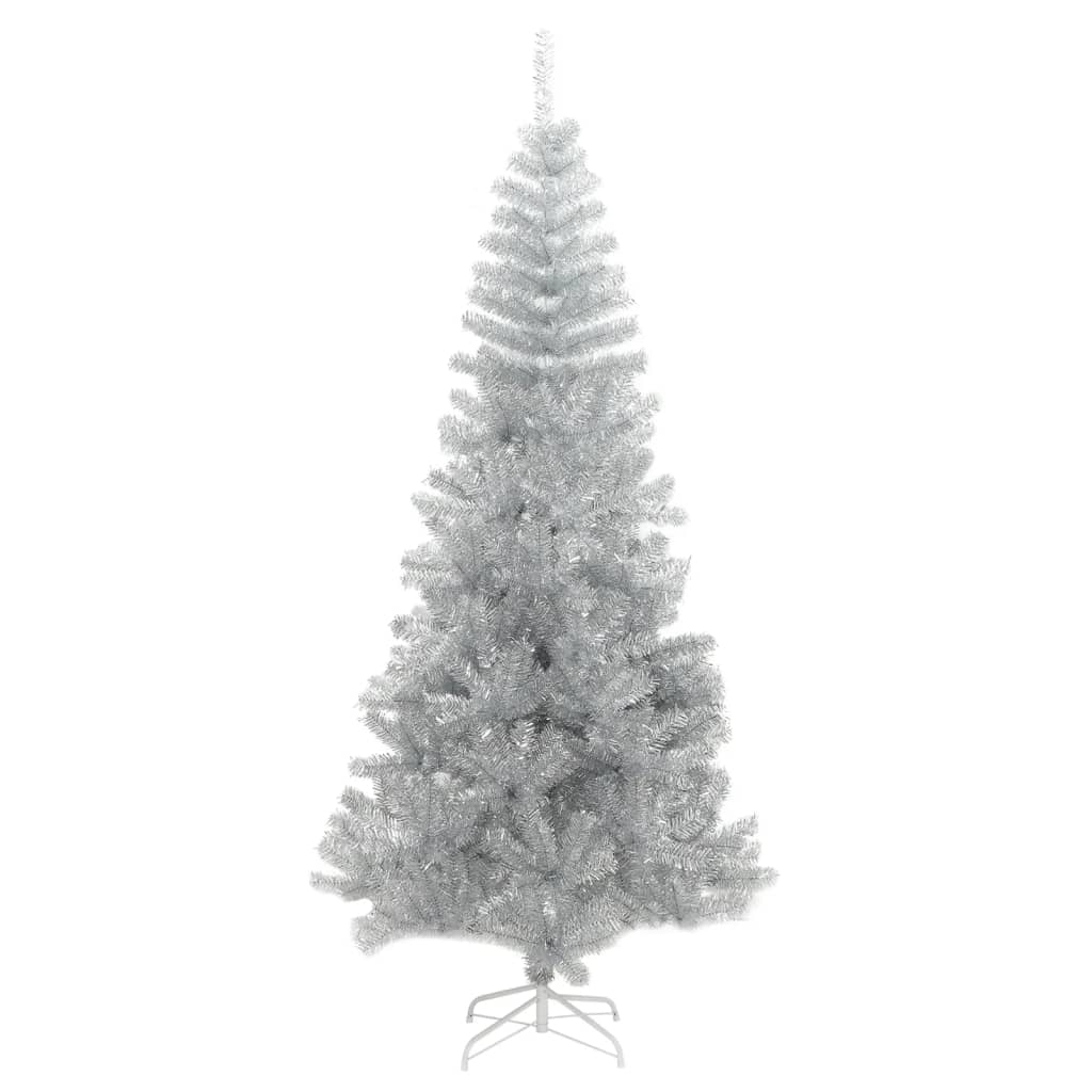 vidaXL Árbol de Navidad artificial con soporte plateado PET 240 cm