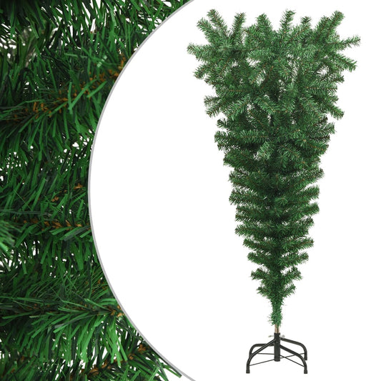 vidaXL Árbol de Navidad artificial invertido con soporte verde 120 cm