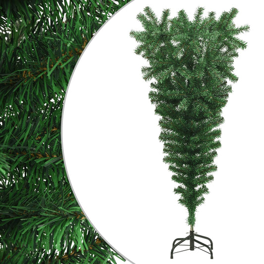 vidaXL Árbol de Navidad artificial invertido con soporte verde 150 cm