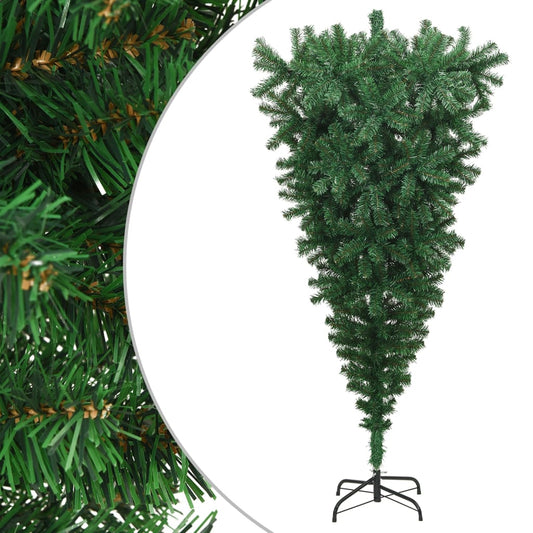 vidaXL Árbol de Navidad artificial invertido con soporte verde 180 cm