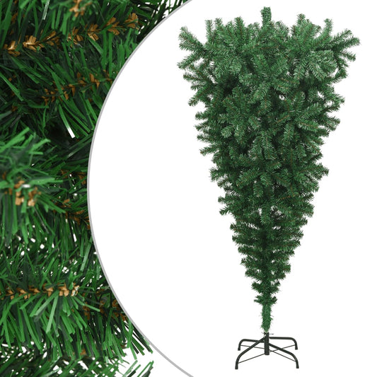 vidaXL Árbol de Navidad artificial invertido con soporte verde 240 cm