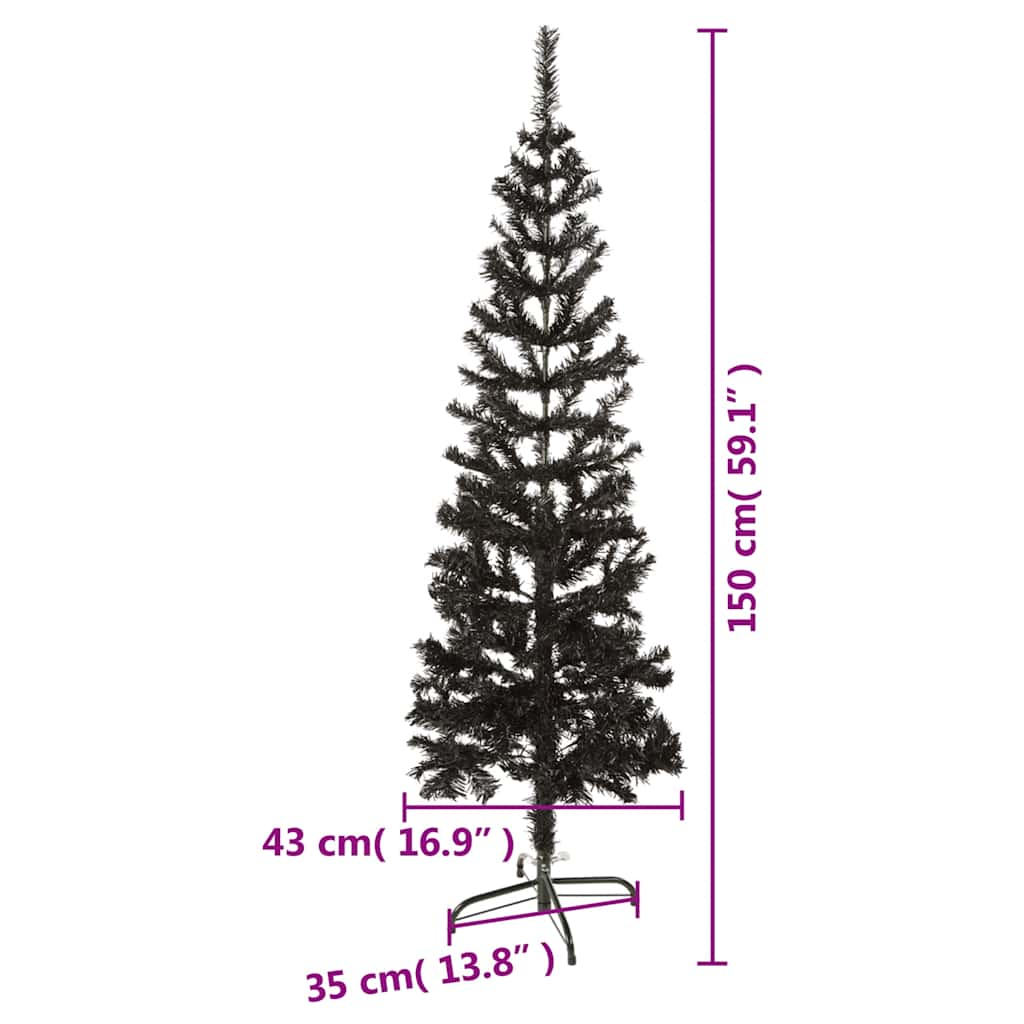 vidaXL Árbol de Navidad delgado negro 150 cm