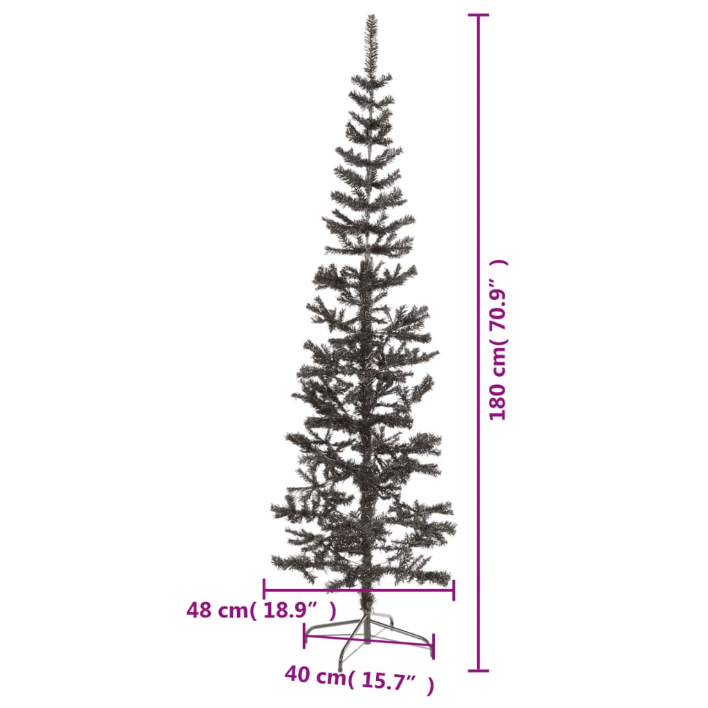 vidaXL Árbol de Navidad delgado negro 180 cm