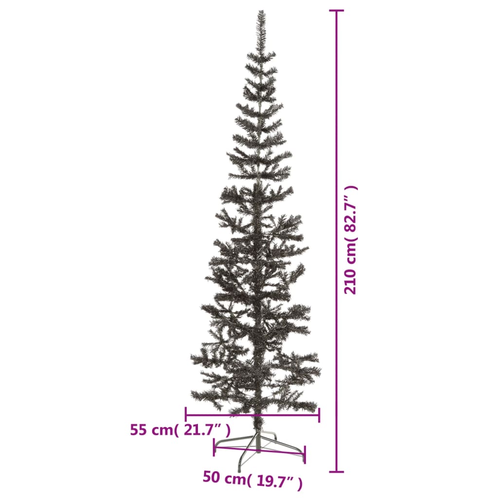 vidaXL Árbol de Navidad delgado negro 210 cm