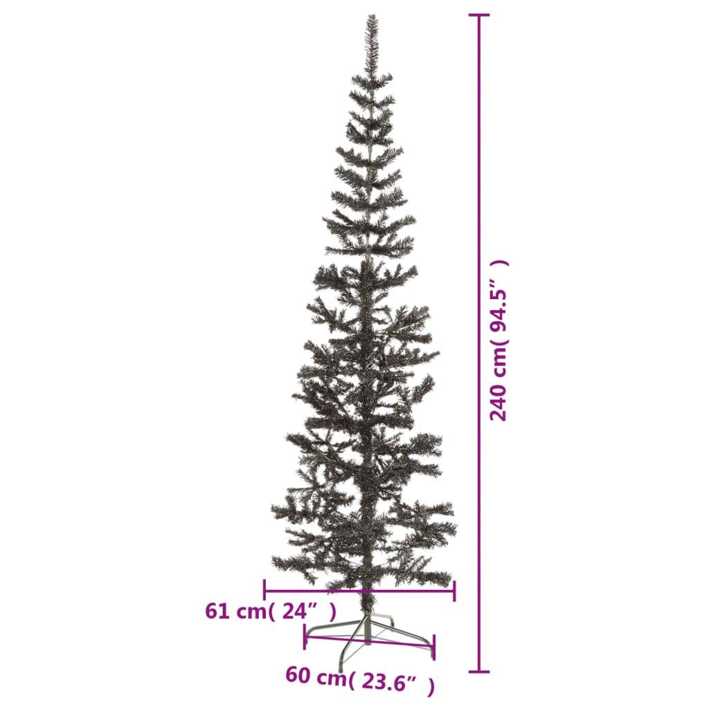 vidaXL Árbol de Navidad delgado negro 240 cm