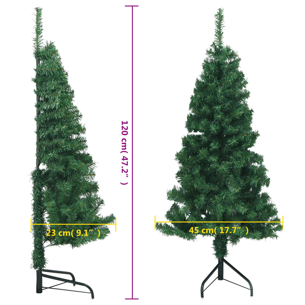 vidaXL Árbol de Navidad artificial para esquina verde 120 cm PVC