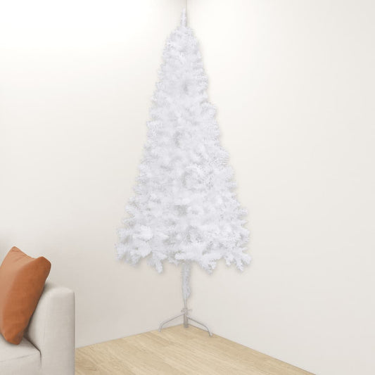 vidaXL Árbol de Navidad artificial de esquina blanco 150 cm PVC