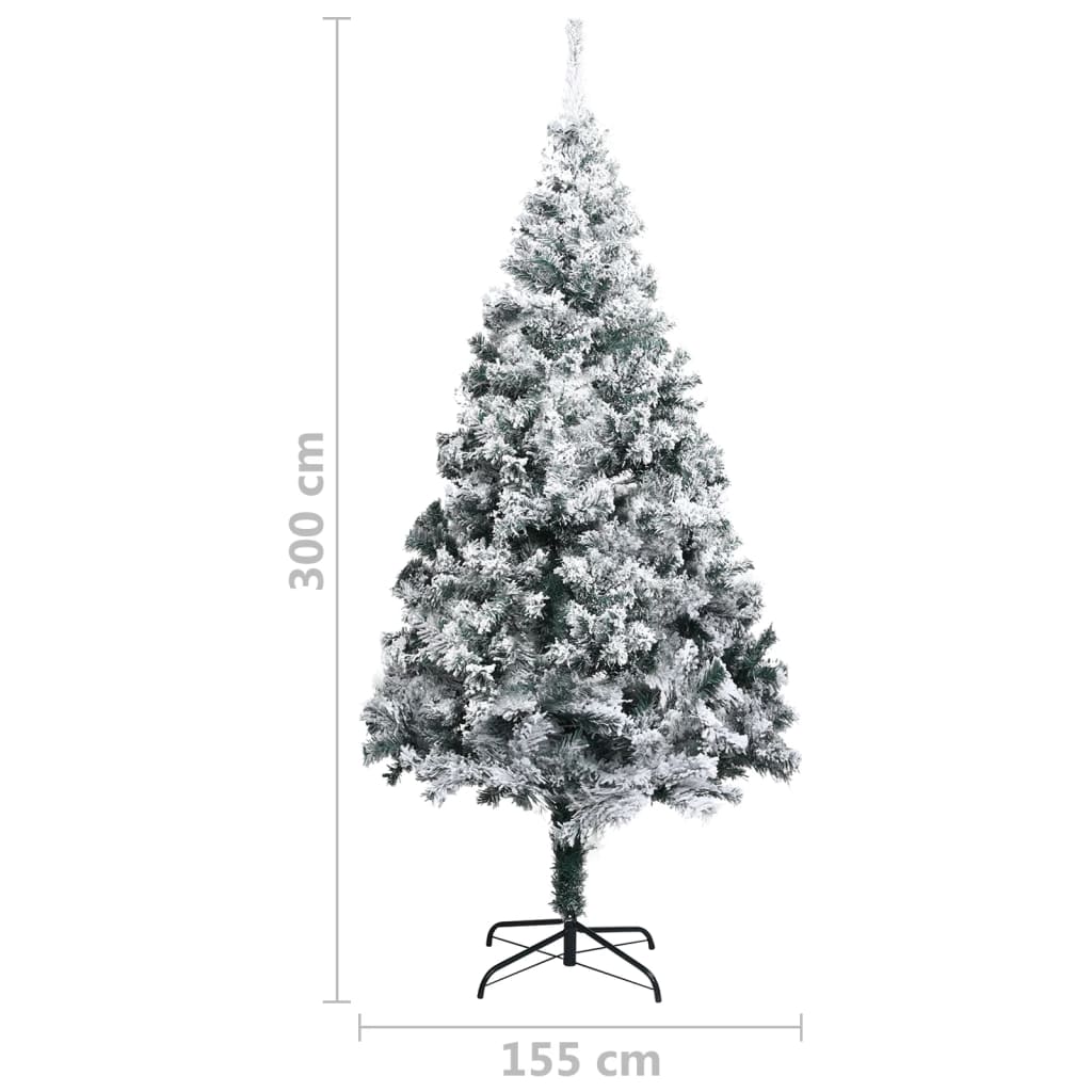 vidaXL Árbol de Navidad artificial con nieve PVC verde 300 cm