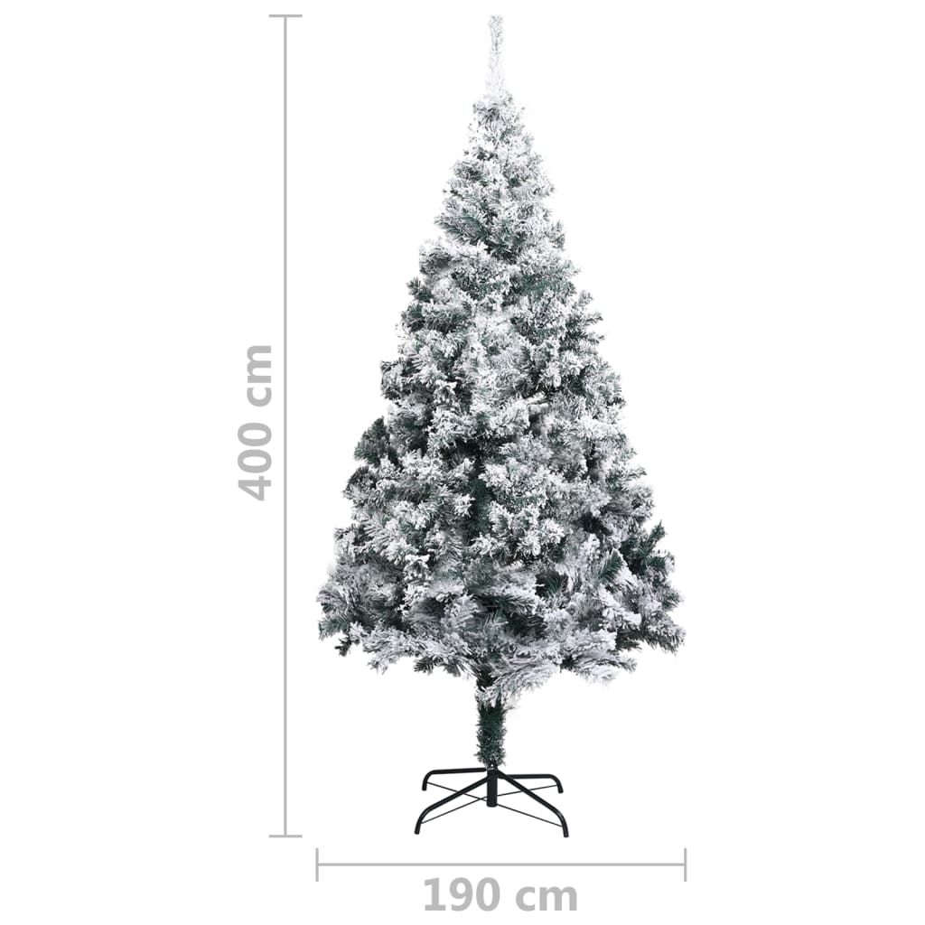 vidaXL Árbol de Navidad artificial PVC verde nieve flocado 400 cm