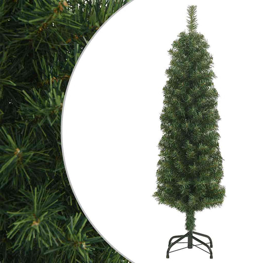 vidaXL Árbol de Navidad artificial delgado y soporte PVC verde 120 cm