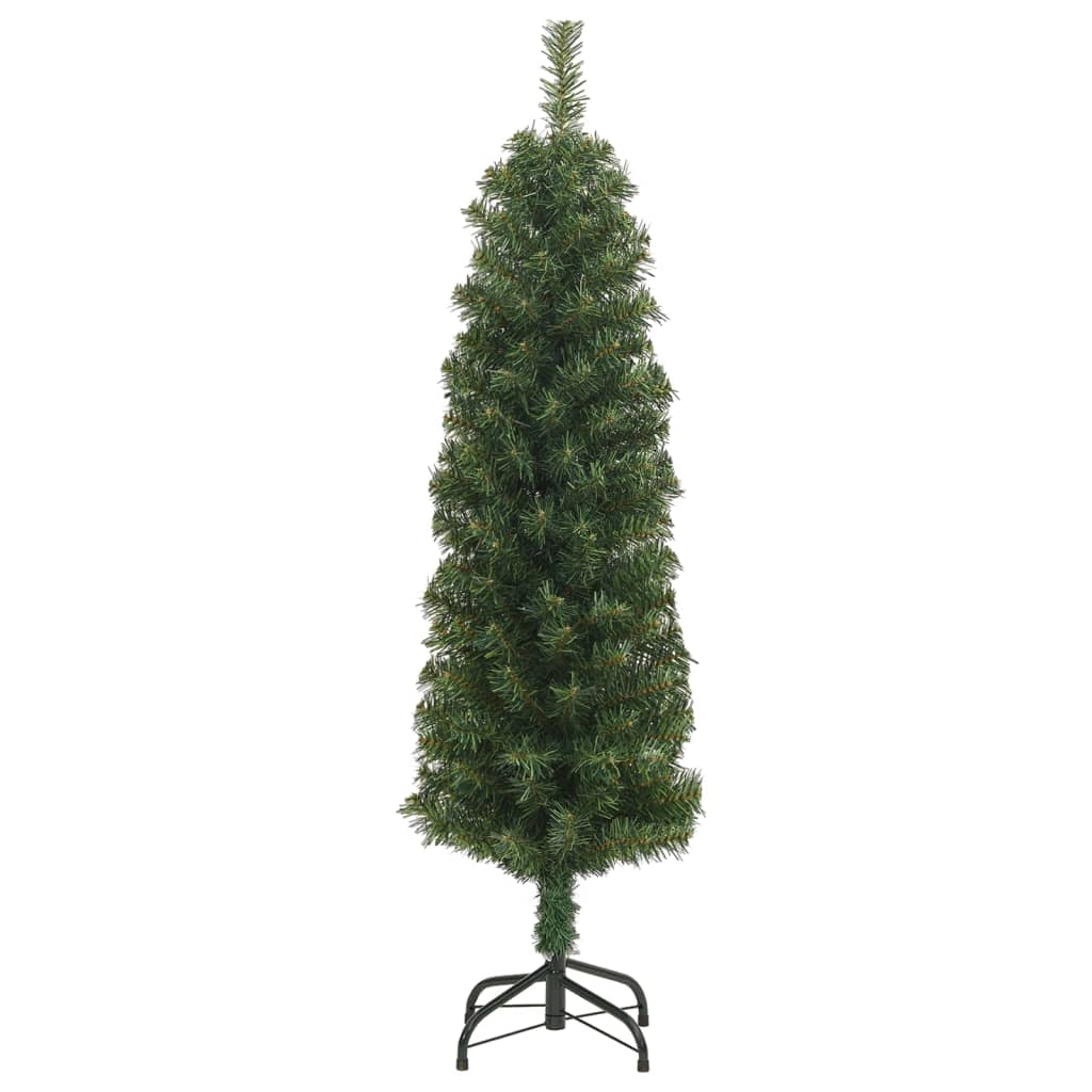 vidaXL Árbol de Navidad artificial delgado y soporte PVC verde 120 cm