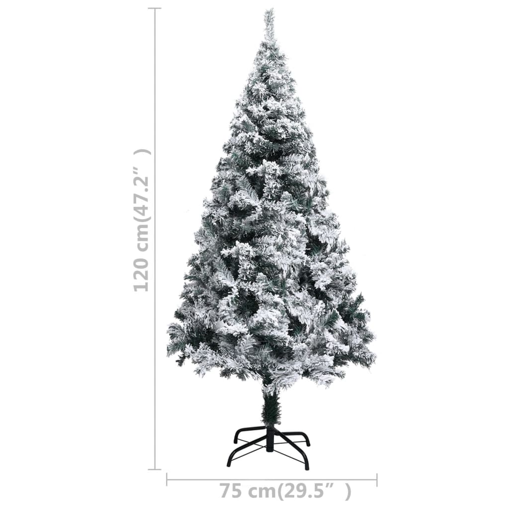 vidaXL Árbol de Navidad artificial verde con nieve 120 cm