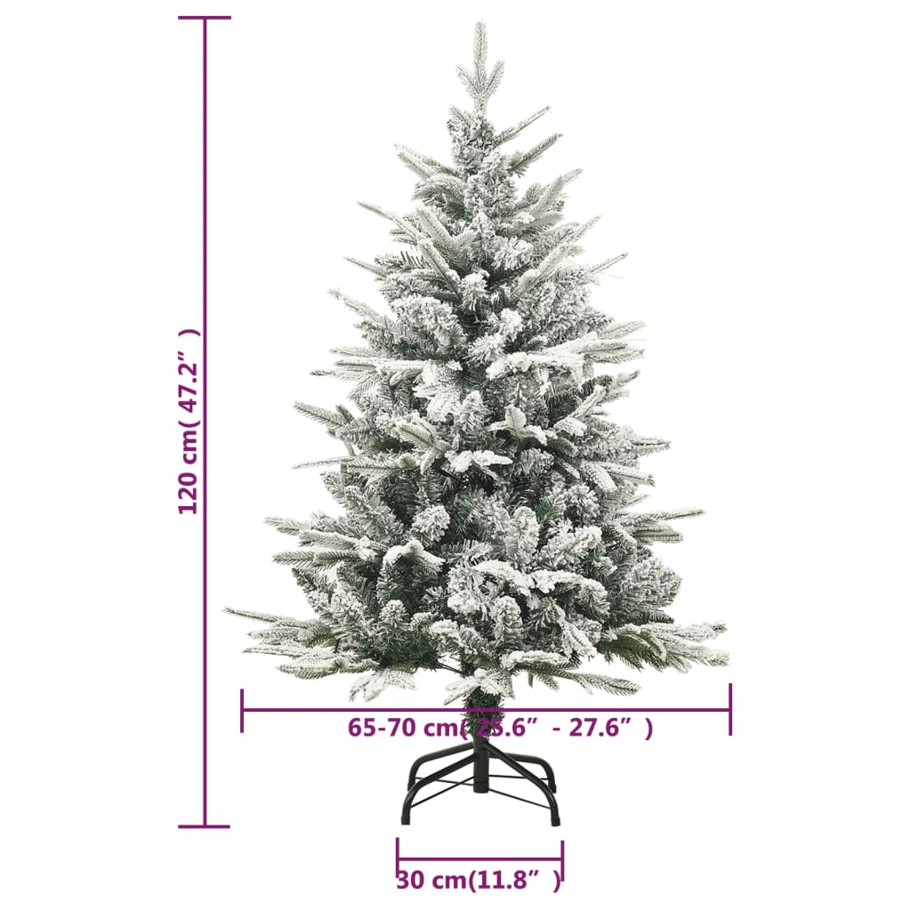 vidaXL Árbol de Navidad artificial con nieve PVC y PE verde 120 cm