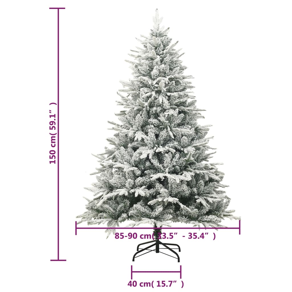 vidaXL Árbol de Navidad artificial con nieve PVC y PE verde 150 cm