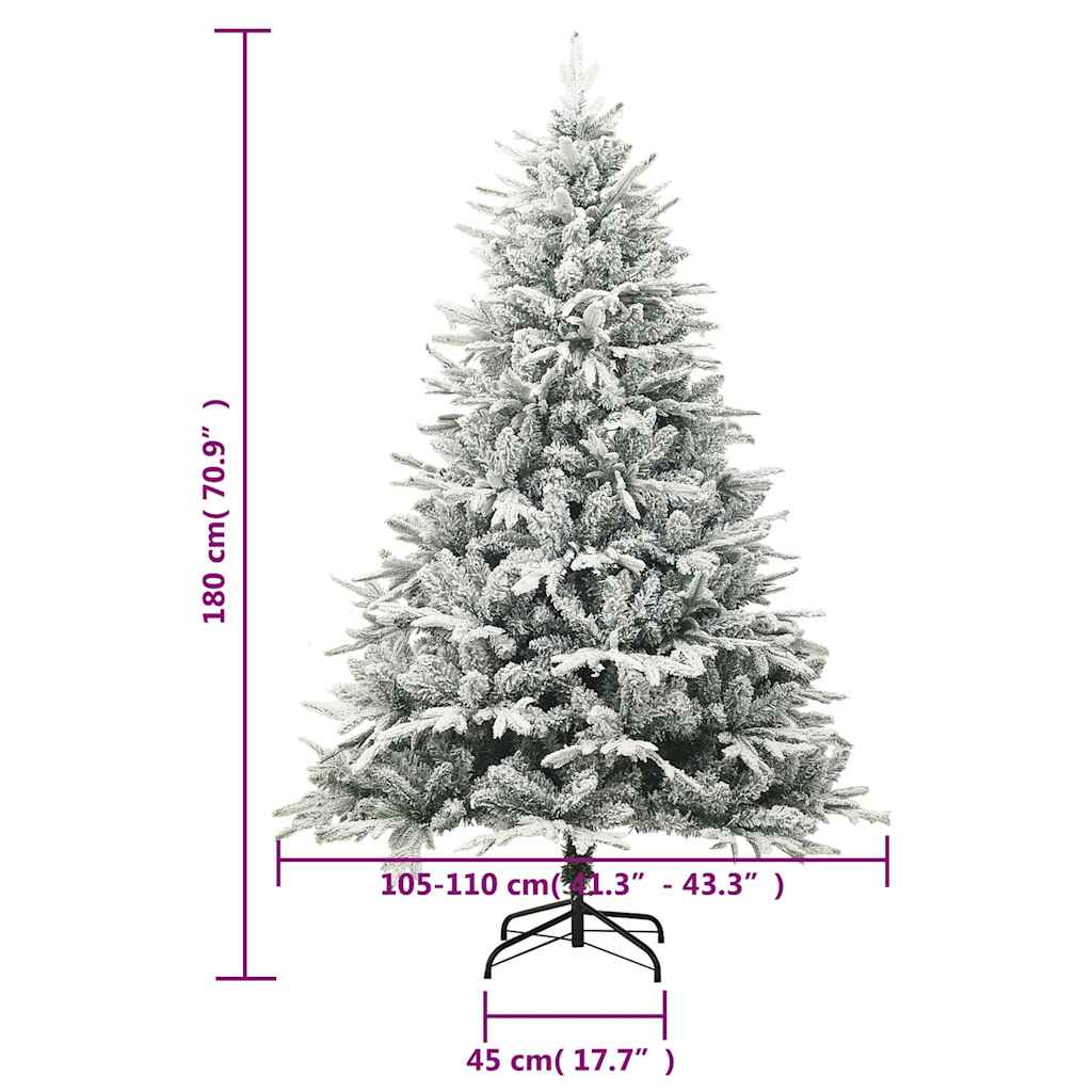 vidaXL Árbol de Navidad artificial con nieve PVC y PE verde 180 cm