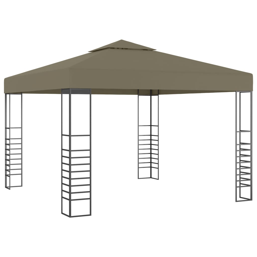 vidaXL Carpa cenador de jardín con tira de luz LED 3x3m taupé 180 g/m²