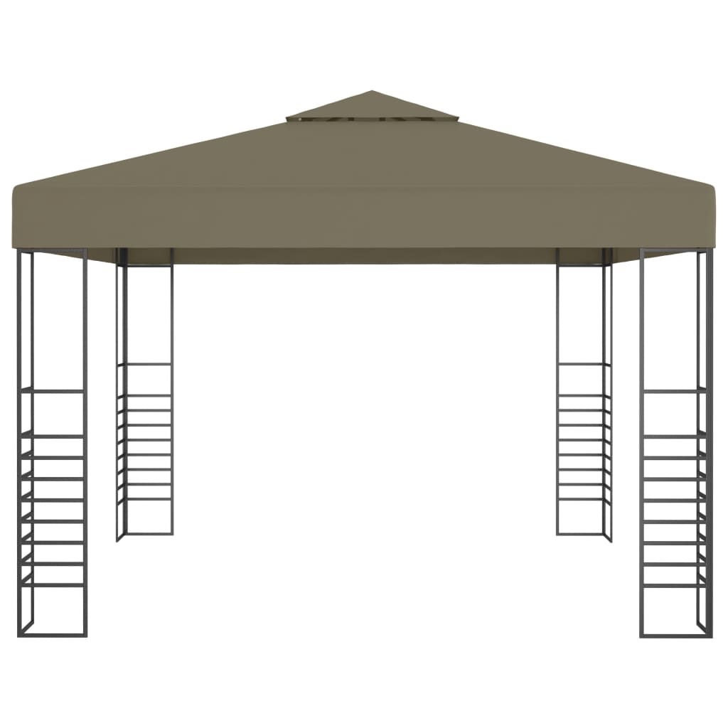 vidaXL Carpa cenador de jardín con tira de luz LED 3x3m taupé 180 g/m²