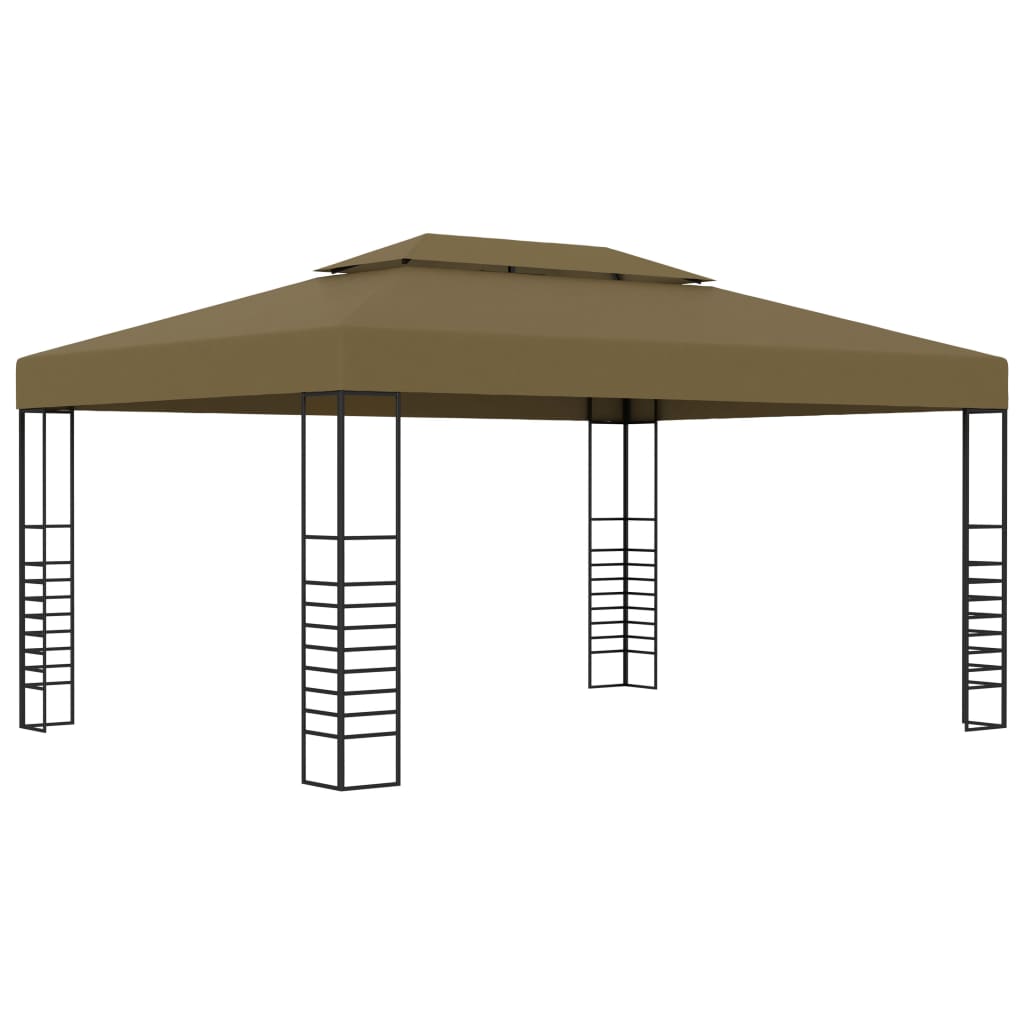 vidaXL Carpa cenador de jardín con tira de luz LED 3x4m taupé 180 g/m²