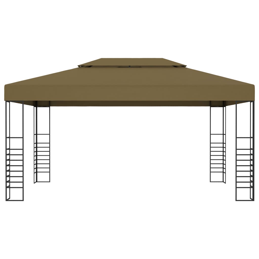 vidaXL Carpa cenador de jardín con tira de luz LED 3x4m taupé 180 g/m²