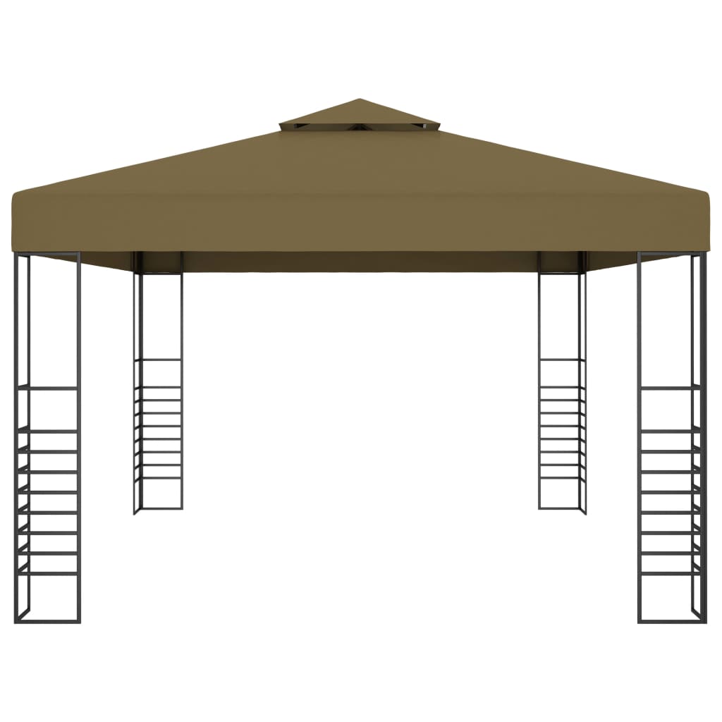 vidaXL Carpa cenador de jardín con tira de luz LED 3x4m taupé 180 g/m²