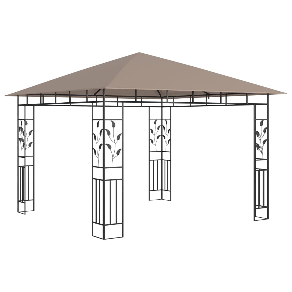 vidaXL Cenador mosquitera y tira de luz LED taupé 3x3x2,73m 180 g/m²