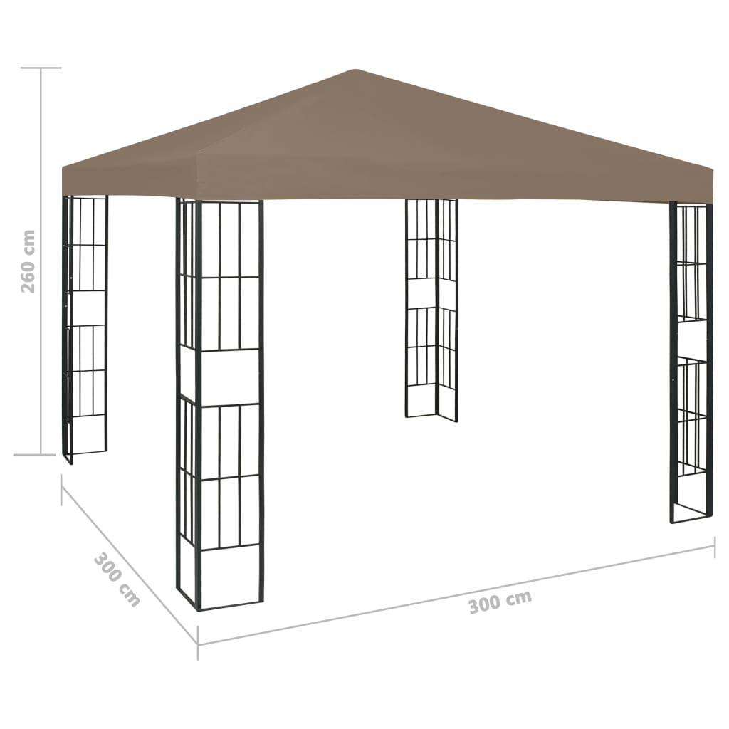 vidaXL Carpa cenador de jardín con tira de luces LED 3x3 m taupé