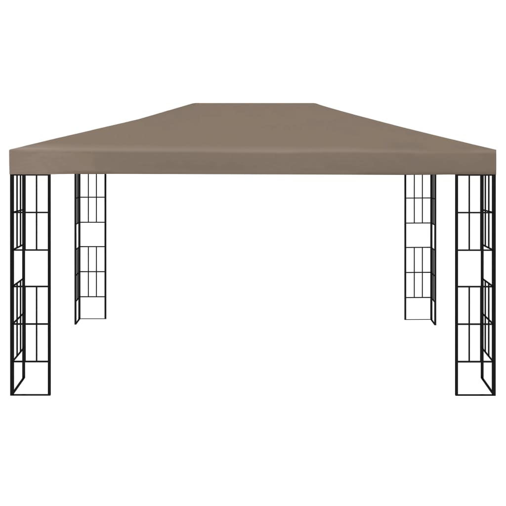 vidaXL Carpa cenador de jardín con tira de luces LED 4x3 m taupé