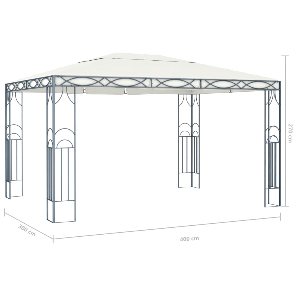 vidaXL Cenador con tira de luces LED 400x300 cm crema