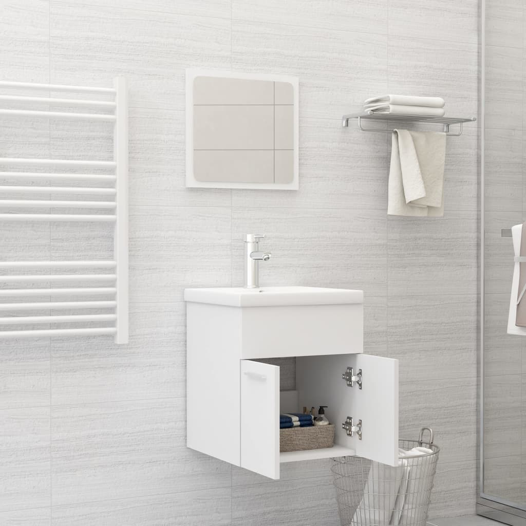 vidaXL Conjunto de muebles de baño madera contrachapada blanco