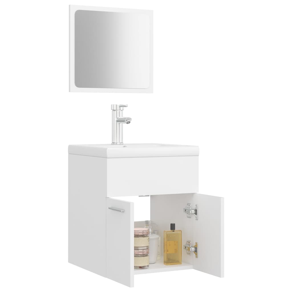 vidaXL Conjunto de muebles de baño madera contrachapada blanco