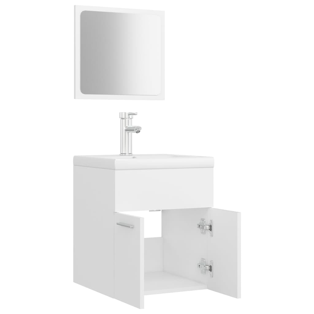 vidaXL Conjunto de muebles de baño madera contrachapada blanco