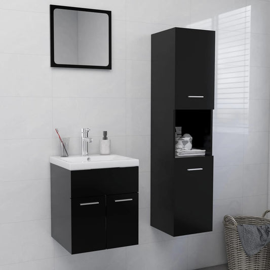 vidaXL Juego de muebles de baño madera de ingeniería negro