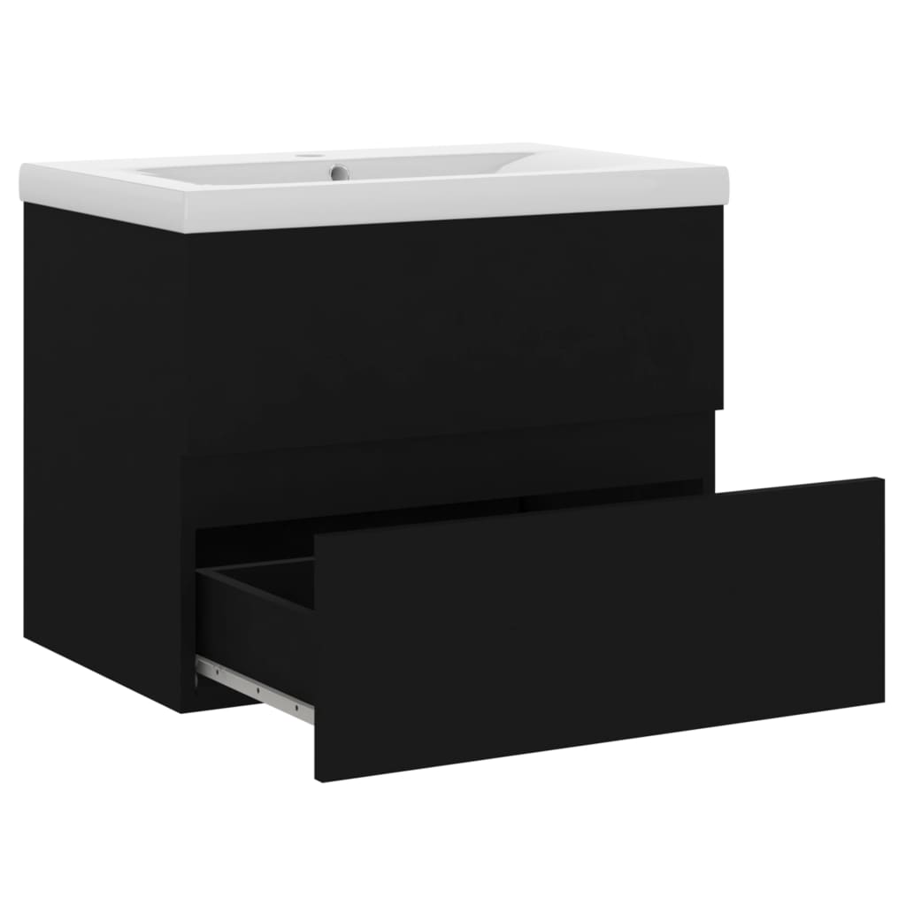 vidaXL Mueble con lavabo madera de ingeniería negro