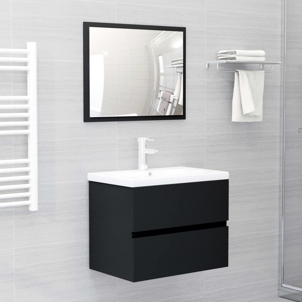 vidaXL Mueble con lavabo madera de ingeniería negro