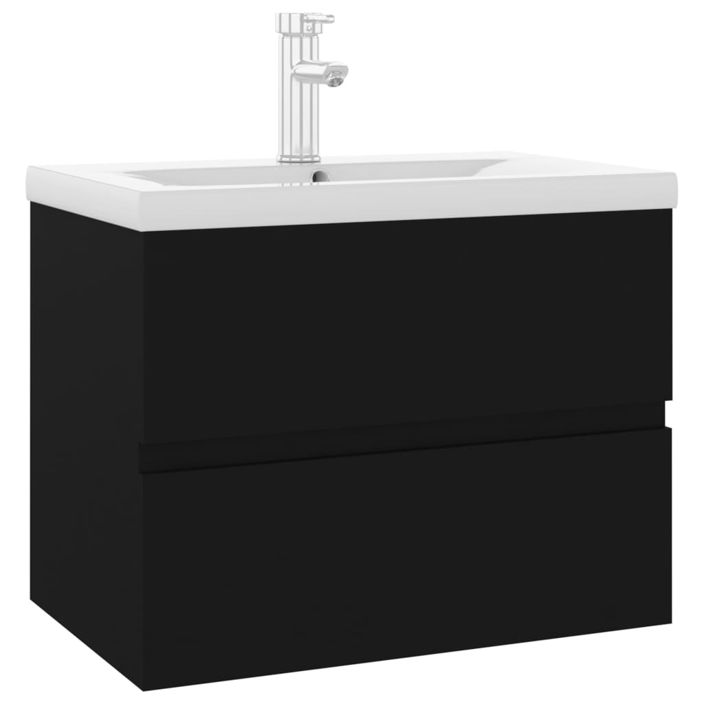 vidaXL Mueble con lavabo madera de ingeniería negro