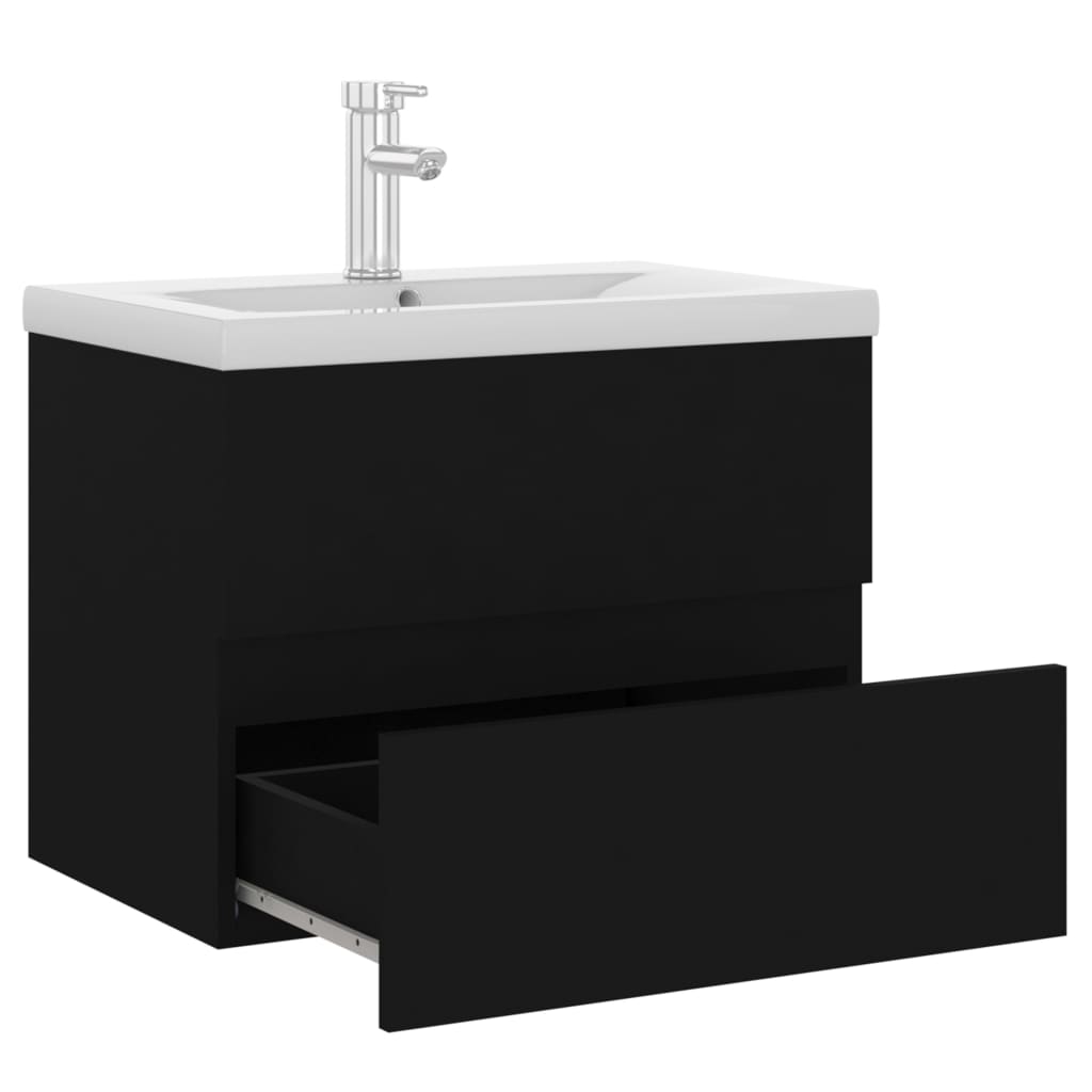 vidaXL Mueble con lavabo madera de ingeniería negro