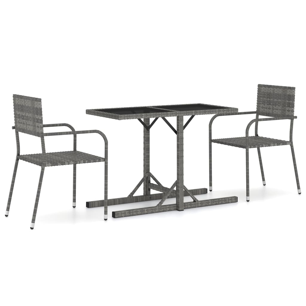 vidaXL Juego de comedor para jardín 3 piezas gris