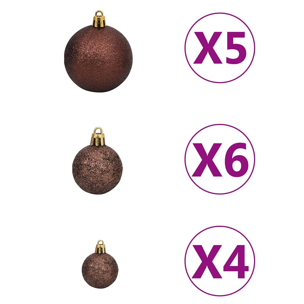 vidaXL Set de bolas de Navidad 61 pzas con pico 150 LED dorado bronce